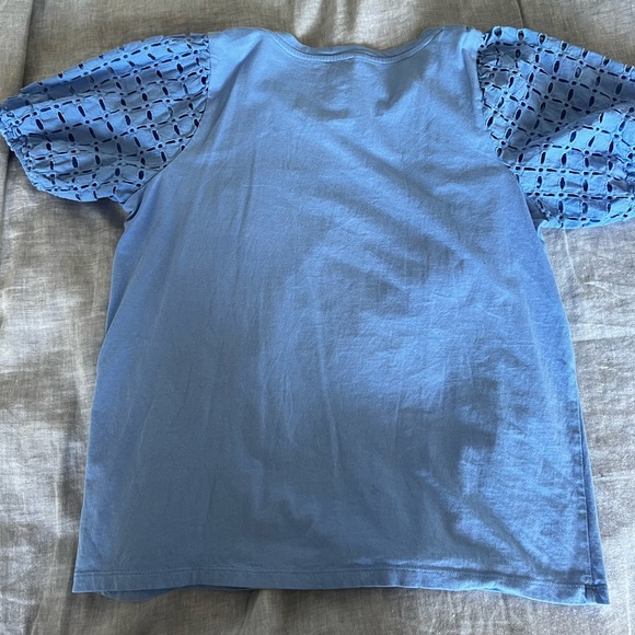 J. Crew Blue Puff Sleeve Top - Picture 3 of 4